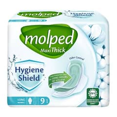 Molped Maxi Thick Hygiene Shield Pads, 9 Long