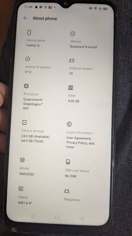 I am selling my phone realme 5i non PTA all ok 2