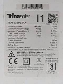 Trina Solar 335W Panel For Sale (9 Plates Only)