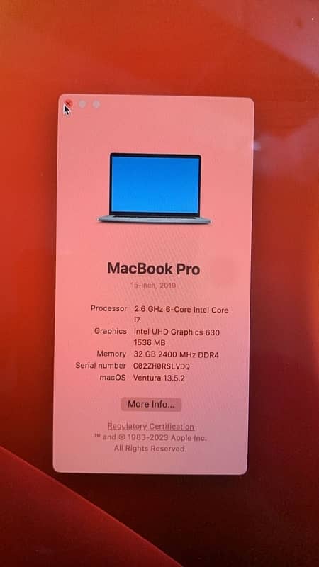 Macbook Pro 2019 15” 32/1TB/4GB 1