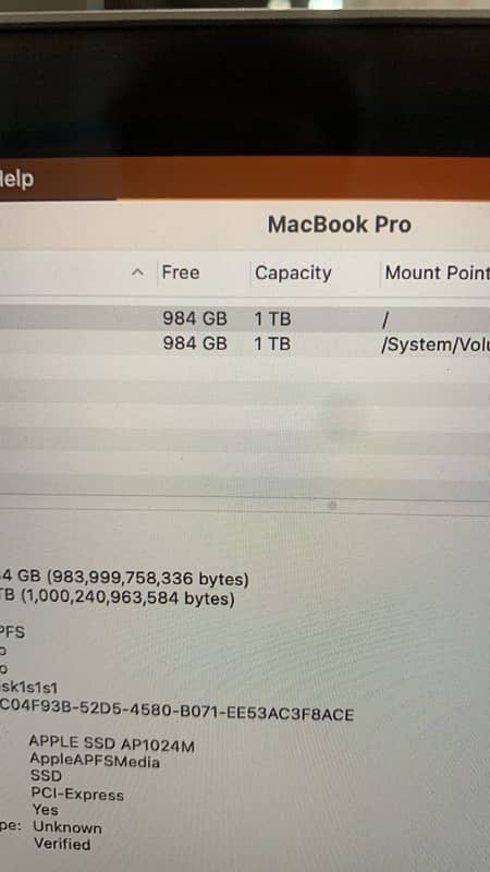 Macbook Pro 2019 15” 32/1TB/4GB 2