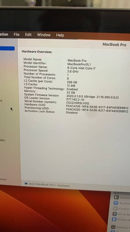 Macbook Pro 2019 15” 32/1TB/4GB 4