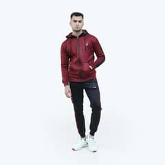 2 pcs men plain hoodie track suit