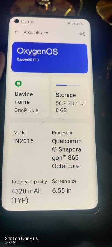 oneplus 8 dual sim capacity 8/128 gb with curved screen and back 3