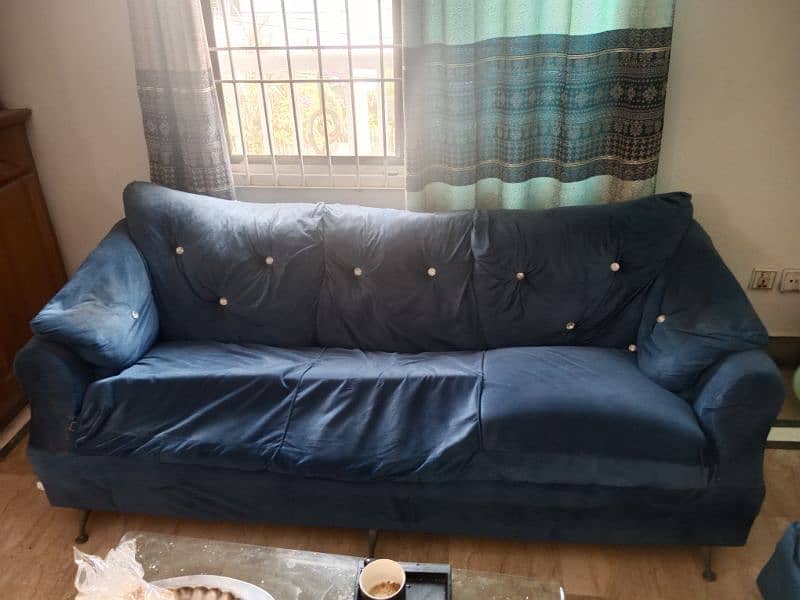 Blue sofa set used for sale 10