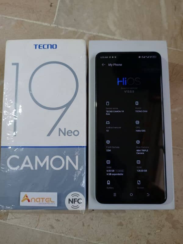 camon 19 neo 6+5gb 128gb with box 10