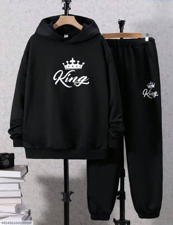 MEN'S FLEECE PRINTED HOODIE TRACK SUIT 2 PCS 4