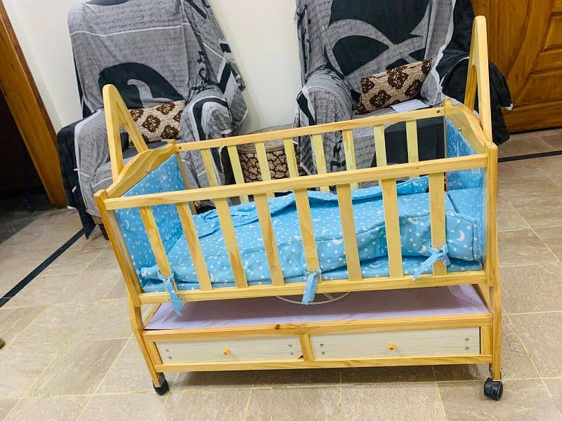 Baby Bed | Baby wooden Cradling Swing Cot | Kids furniture for sale 4