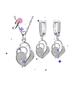 Stylish and Elegant: 925 Silver Jewelry Set Heart Shaped Necklace