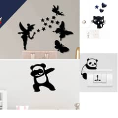 Switch Board Decoration, Pandas, Cat, Sparrow, Pack of 30 Butterfly