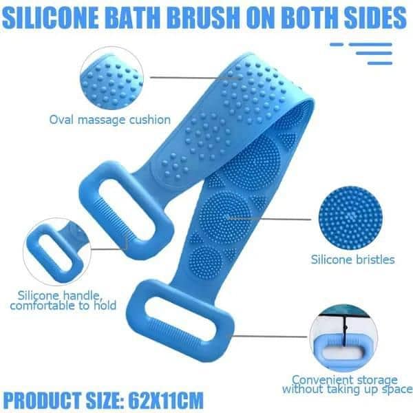 2 Pcs Sillicone Back Scrubber Bath Belt 1