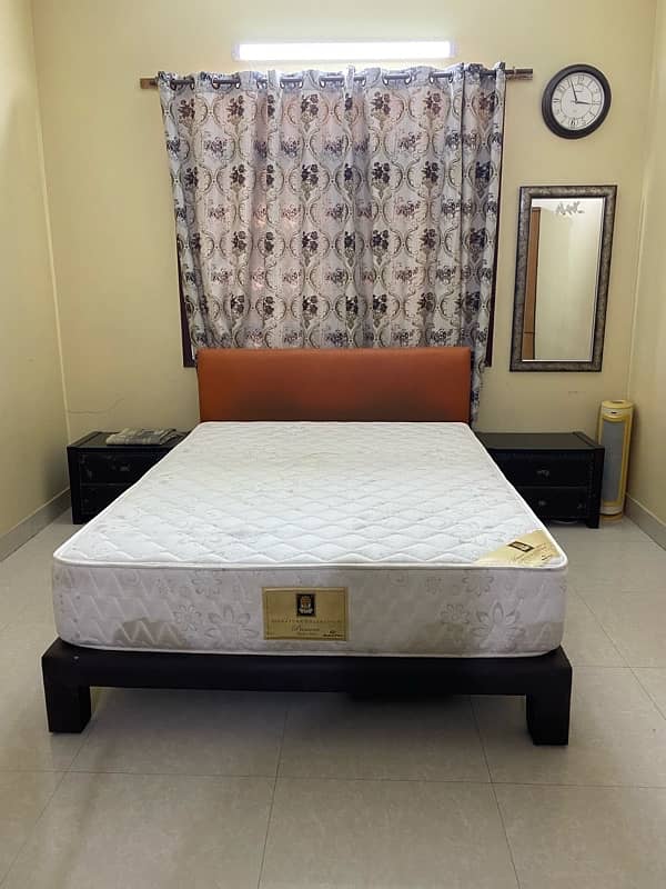 wooden Bed Set with side tables and looking mirror 4