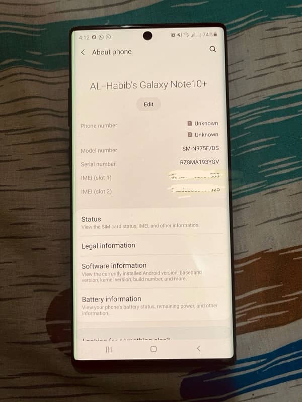 Samsung Note 10 plus 12gb/256gb Dull Sim 10