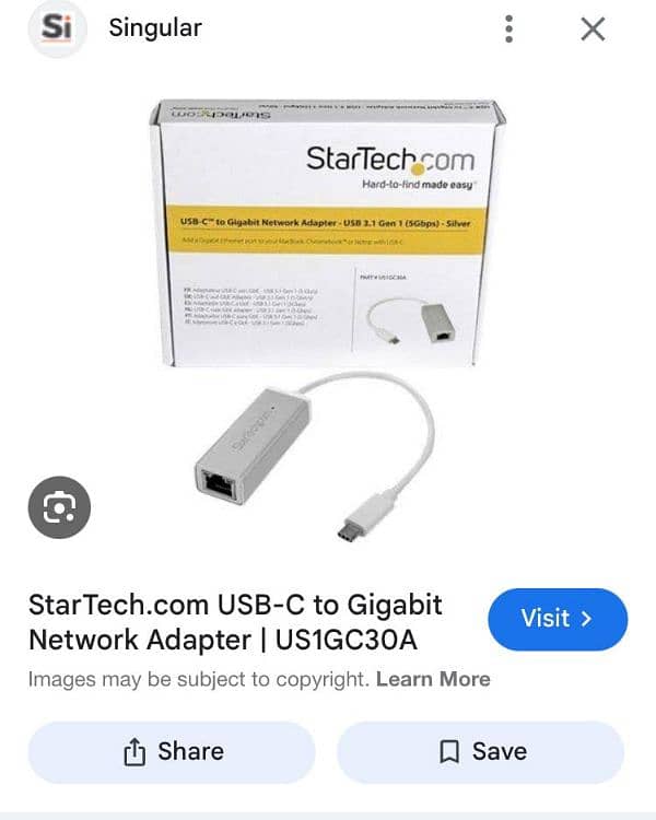 StarTech  usb-C to Gigabit Ethernet Adsapter 1