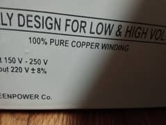 Voltage Stabilizer 5000 Watt. 100% Pure Copper