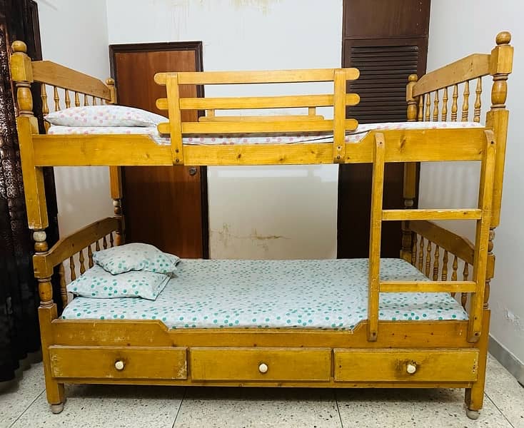 Wooden Double-Story Bunk Bed for Sale 1