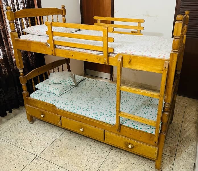 Wooden Double-Story Bunk Bed for Sale 2