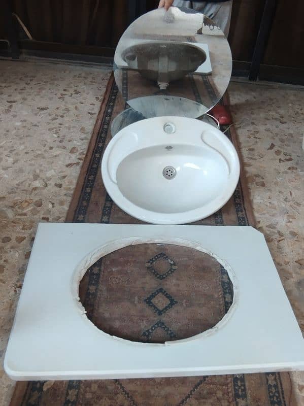 Bathroom basin with mirror & white slab 2