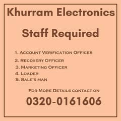 Staff Required For Khurram Electronics