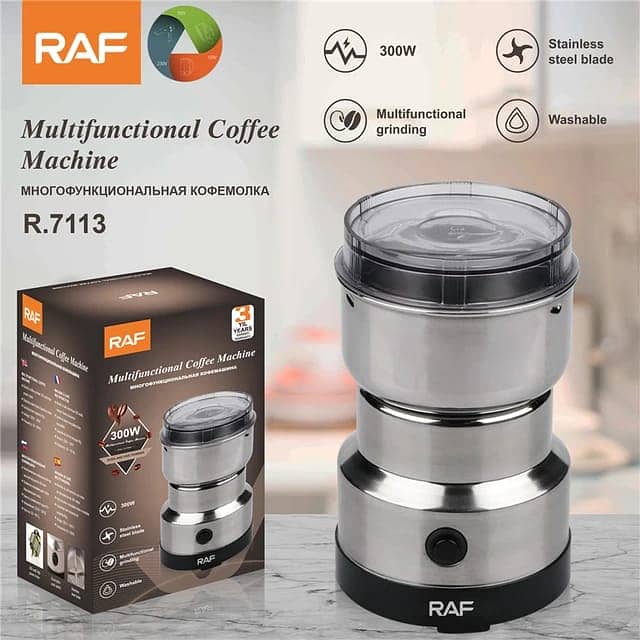 Coffee Grinder Electric with Stainless Steel Blade and Bowl Brush 1