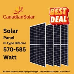 solar panel Canadian N type bifacial 570-585 watt