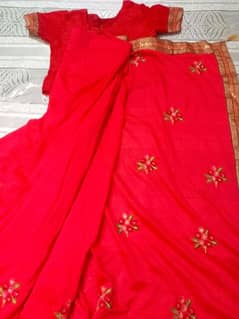 sarii normal size stich sari with blouse karhai work with beats