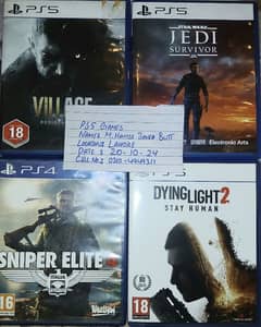 Ps5 Games [ Jedi Survivor, Resident Evil Village، Sniper Elite 4 ]