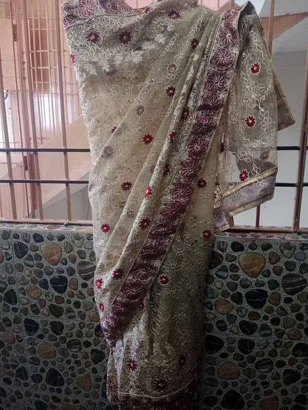 embroidery saree with full sleeves 1