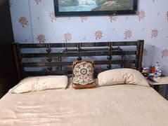 Master-Size Iron King Bed with Mattress & Iron Dressing Mirror