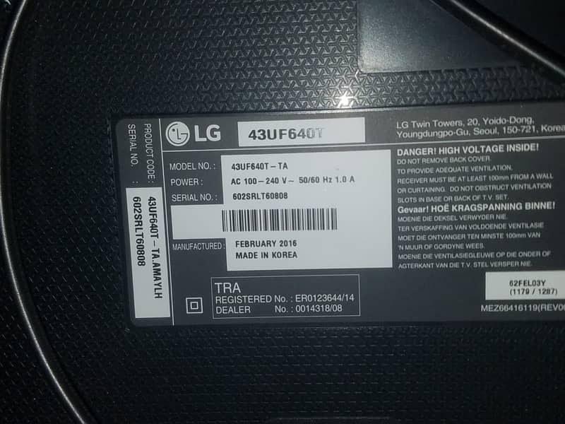 broken Lg Led  43 inch LG 4K LED TV 43uf640T 0