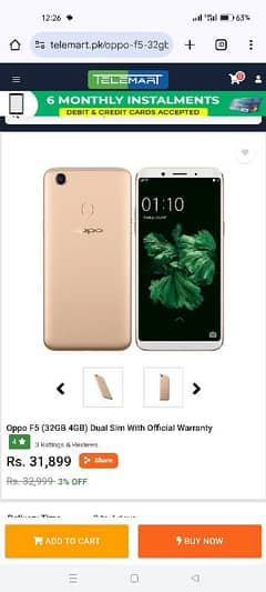 Oppo F 5 4gb 32gb pta proved kit 0