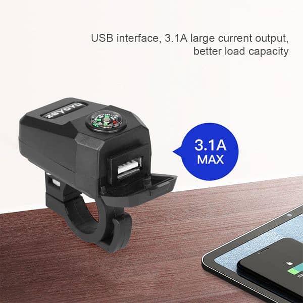 Universal Motorcycle Handlebar Mount Waterproof USB Charger 0