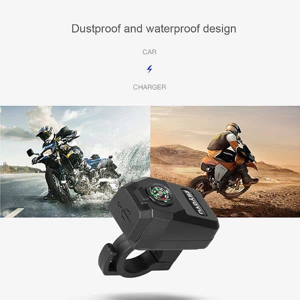 Universal Motorcycle Handlebar Mount Waterproof USB Charger 3