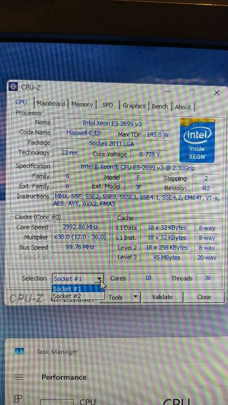 intel Xeon E5 2699 V3 18 core 36 Threads Pair 2