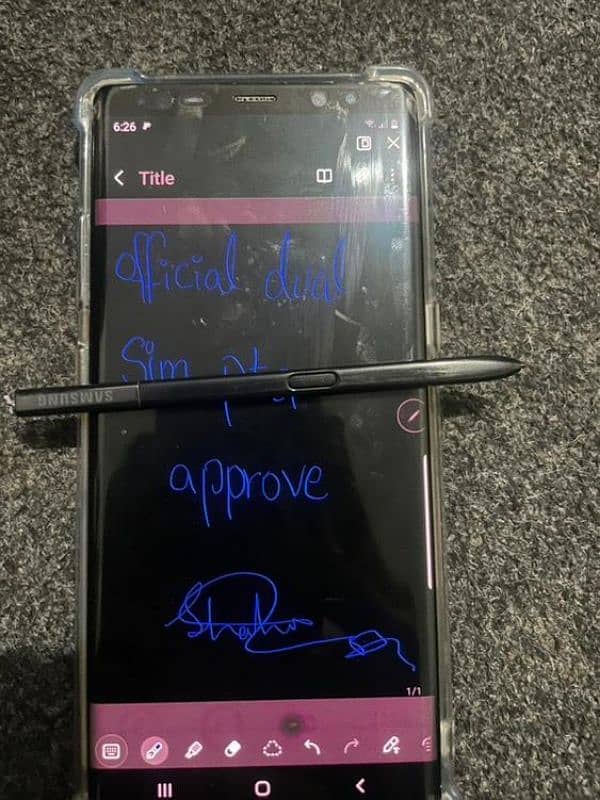 Samsung Galaxy Note 8 with charger and original spen 7