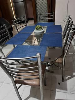 Glass Dining  Table  with 6 Chairs