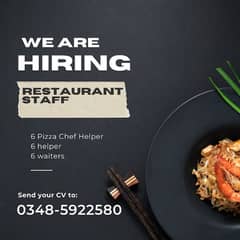 Chef || Helper || Restaurant staff || Urgent Hiring