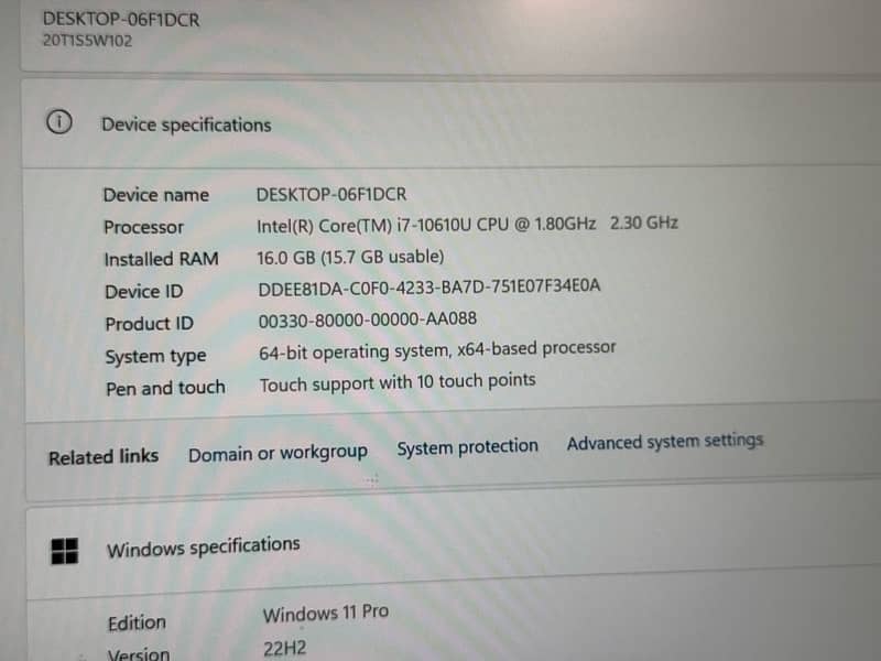 LENOVO THINKPAD T14S CORE I7-10TH GEN 16GB RAM 512GB NVME SSD 5