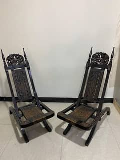 Pair of Chinioti Solid Wood Rocking Chairs