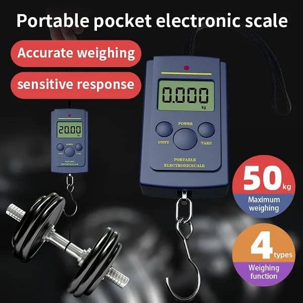 50Kg Travel Luggage Scale Portable Handheld Electronic Scale With 14