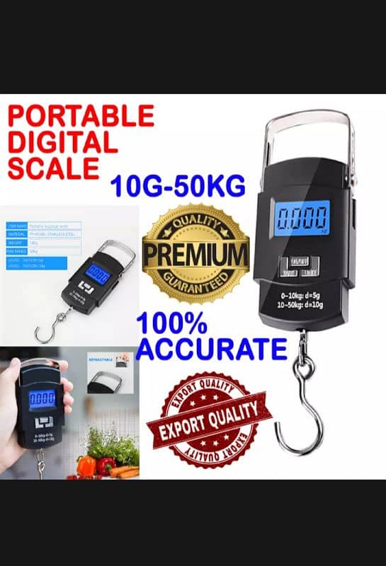 50Kg Travel Luggage Scale Portable Handheld Electronic Scale With 17