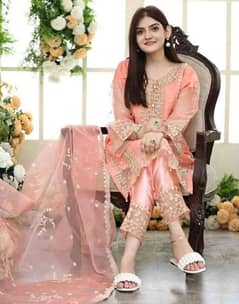 3 Piece Women's Stitched Organaz Embroidered Suit