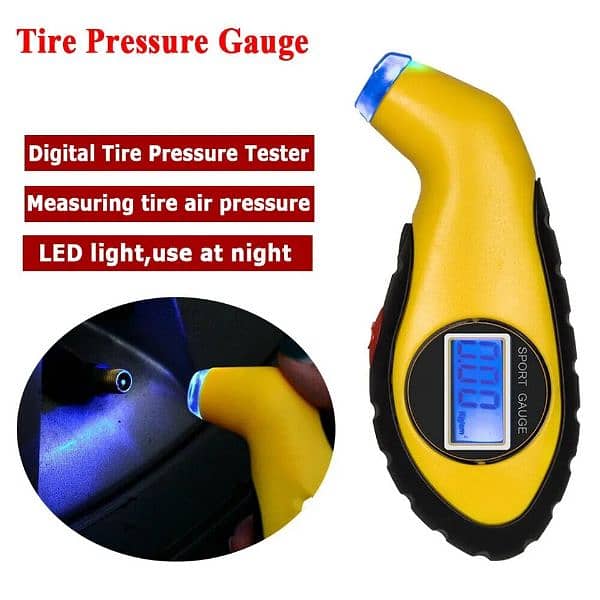 Tire yellow colour Pressure Gauge air pump Digital Tire Pressure 0