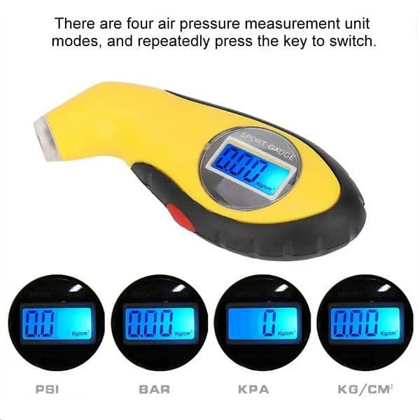 Tire yellow colour Pressure Gauge air pump Digital Tire Pressure 9