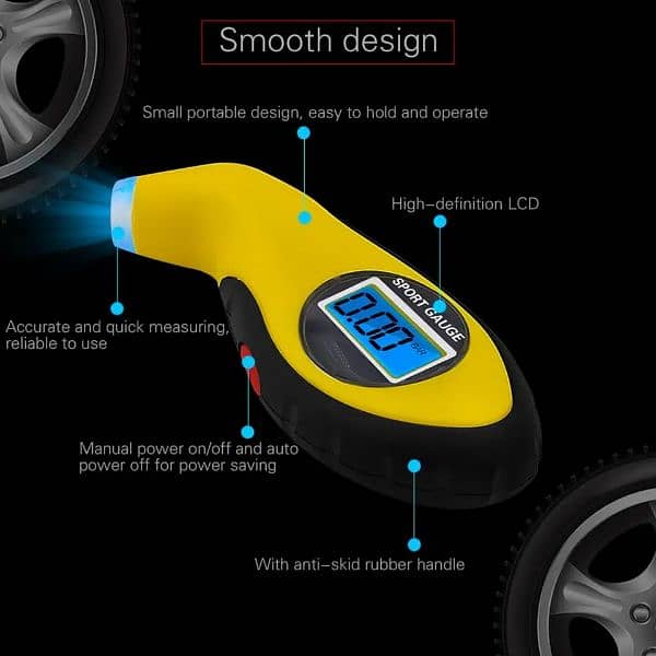 Tire yellow colour Pressure Gauge air pump Digital Tire Pressure 12