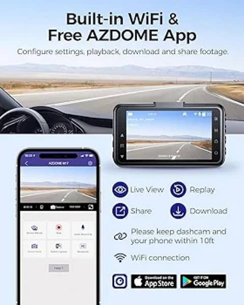 adzome m17 WiFi dash cam hd dash camera parking 150 wide angle 4