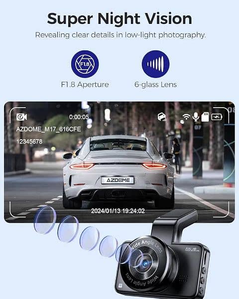 adzome m17 WiFi dash cam hd dash camera parking 150 wide angle 9