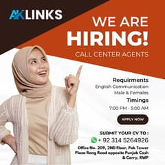 Hiring call centre Agents Night shift Send your CV 03145274926