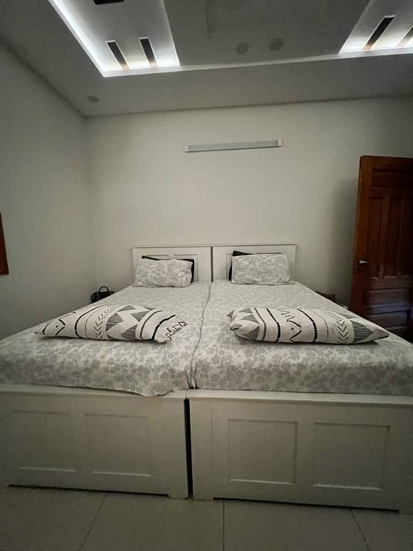 White Beds and Side Tables for Sale 0