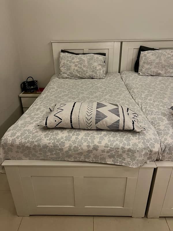 White Beds and Side Tables for Sale 1